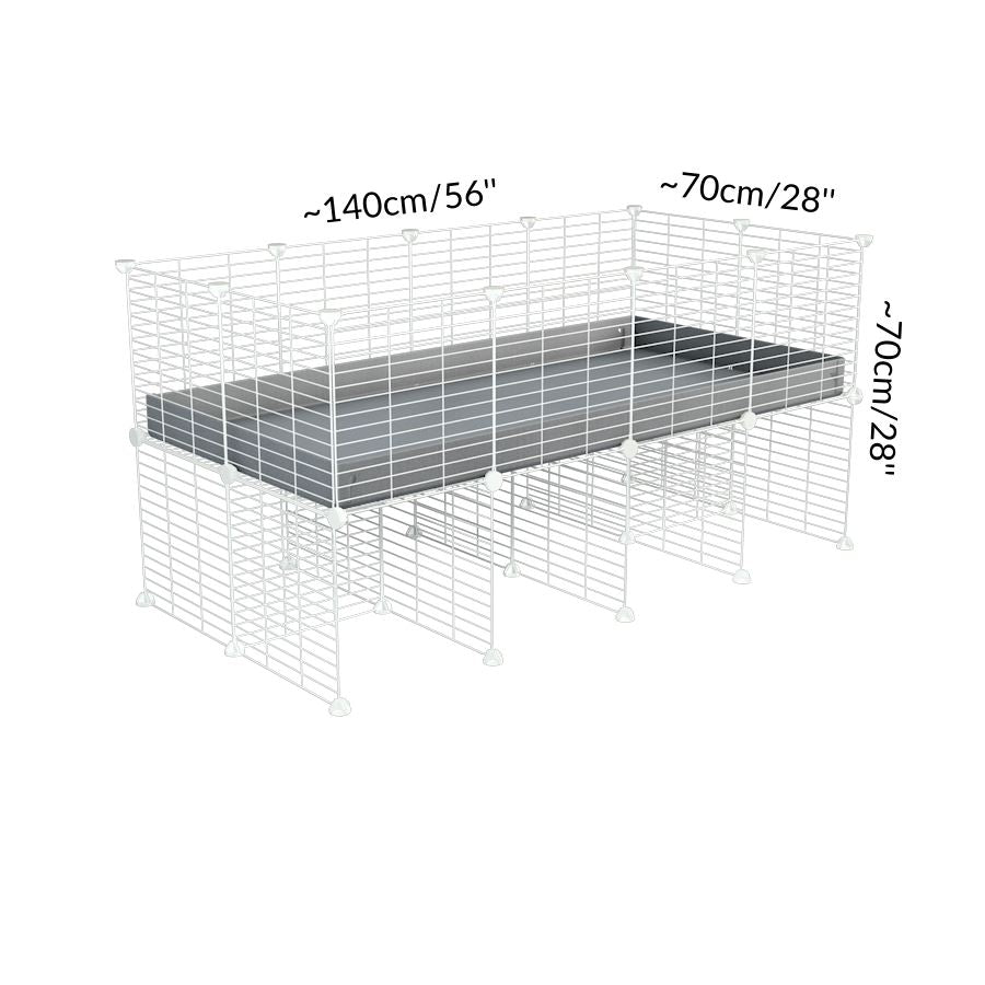 Dimensions of a 4x2 C&C cage for guinea pigs with a stand and a top grey plastic safe white C and C grids by kavee