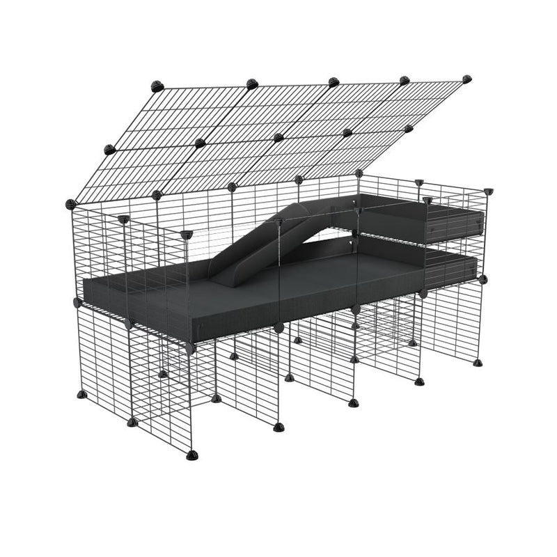 A 2x4 C and C guinea pig cage with clear transparent plexiglass acrylic panels  with stand loft ramp lid small size meshing safe grids black correx sold in UK