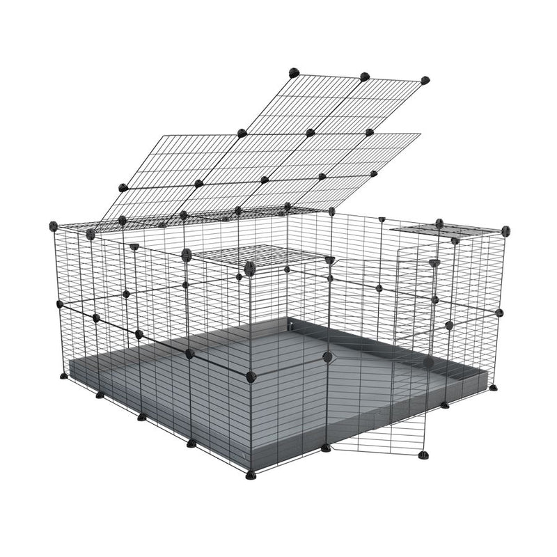 A 4x4 C&C rabbit cage with top and safe baby bars grids grey coroplast by kavee UK