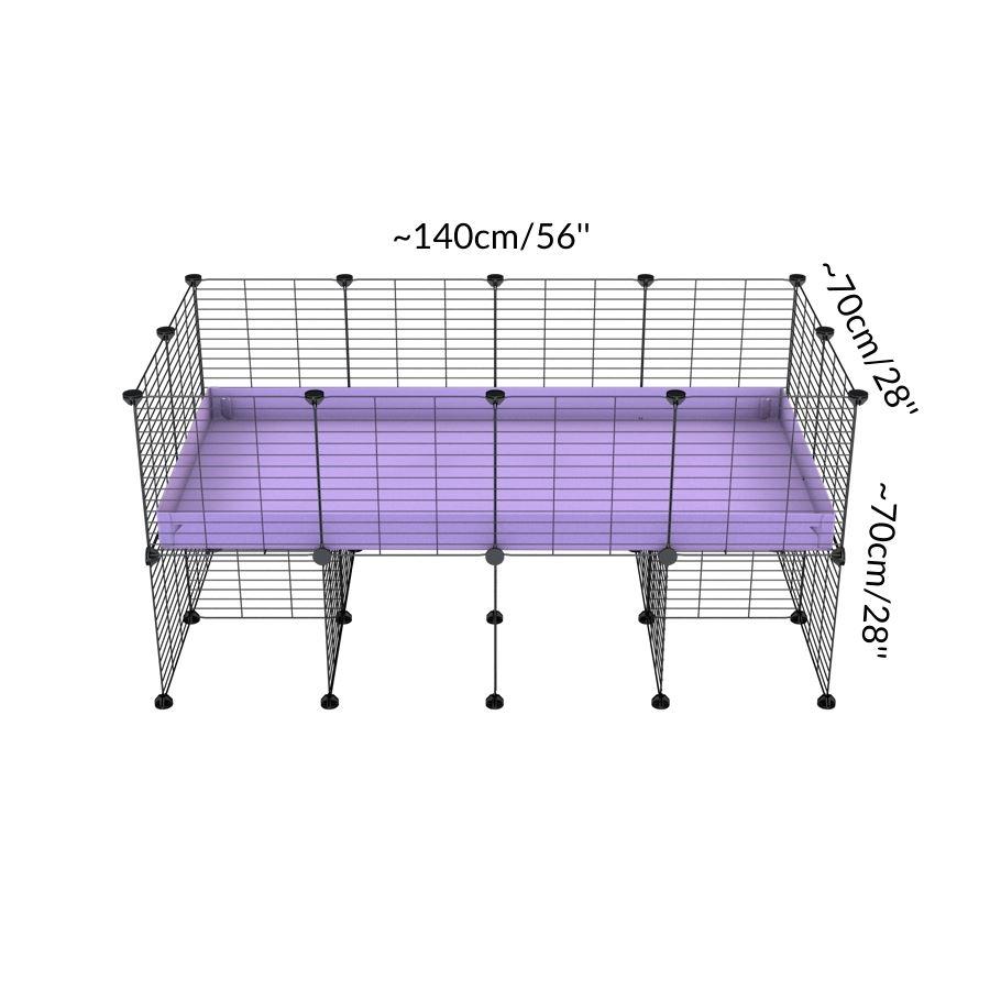 Size of a 4x2 CC cage for guinea pigs with a stand purple lilac pastel correx and 9x9 grids sold in Uk by kavee