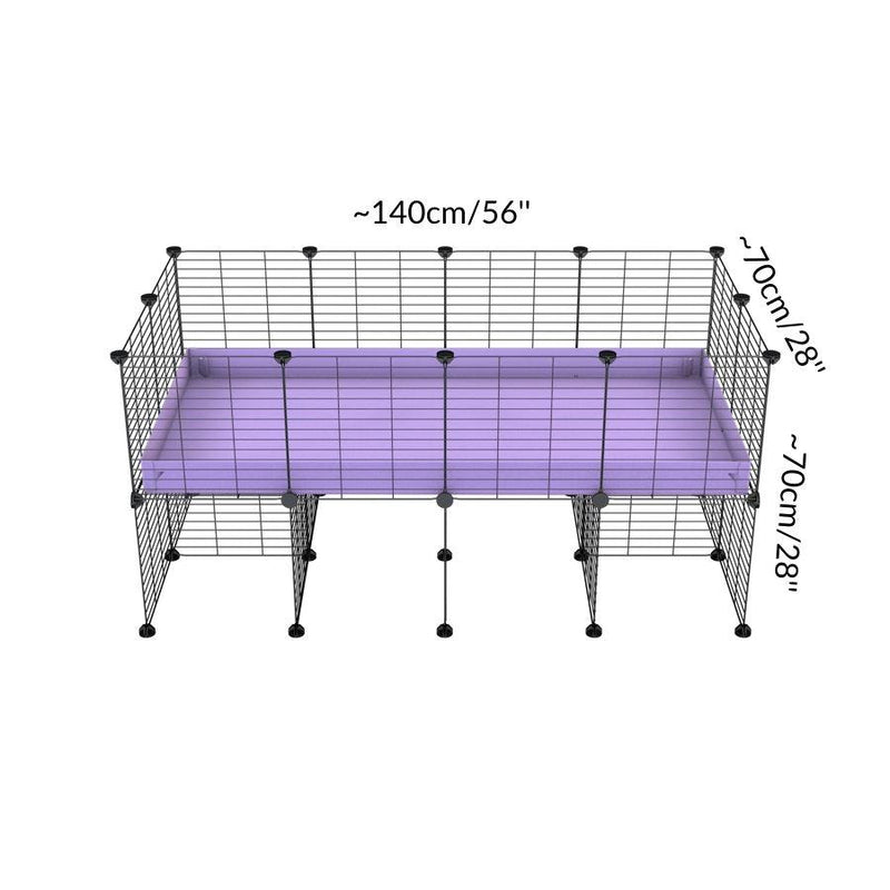 Size of a 4x2 CC cage for guinea pigs with a stand purple lilac pastel correx and 9x9 grids sold in Uk by kavee