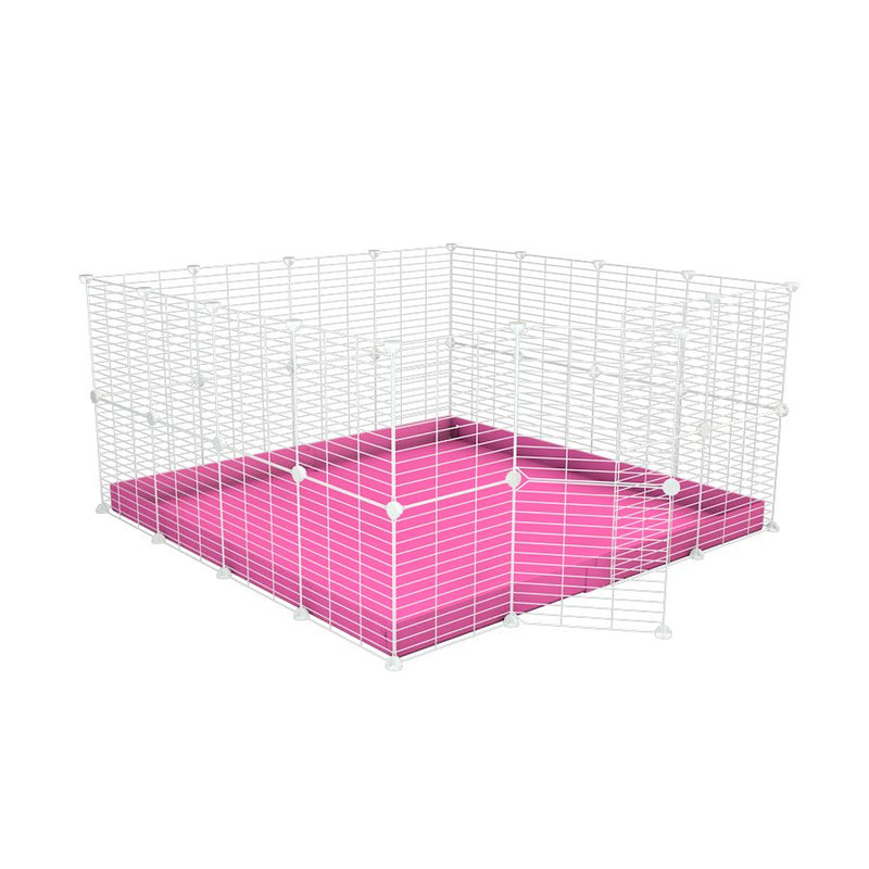 A 4x4 C&C rabbit cage with safe small hole white grids pink coroplast by kavee UK