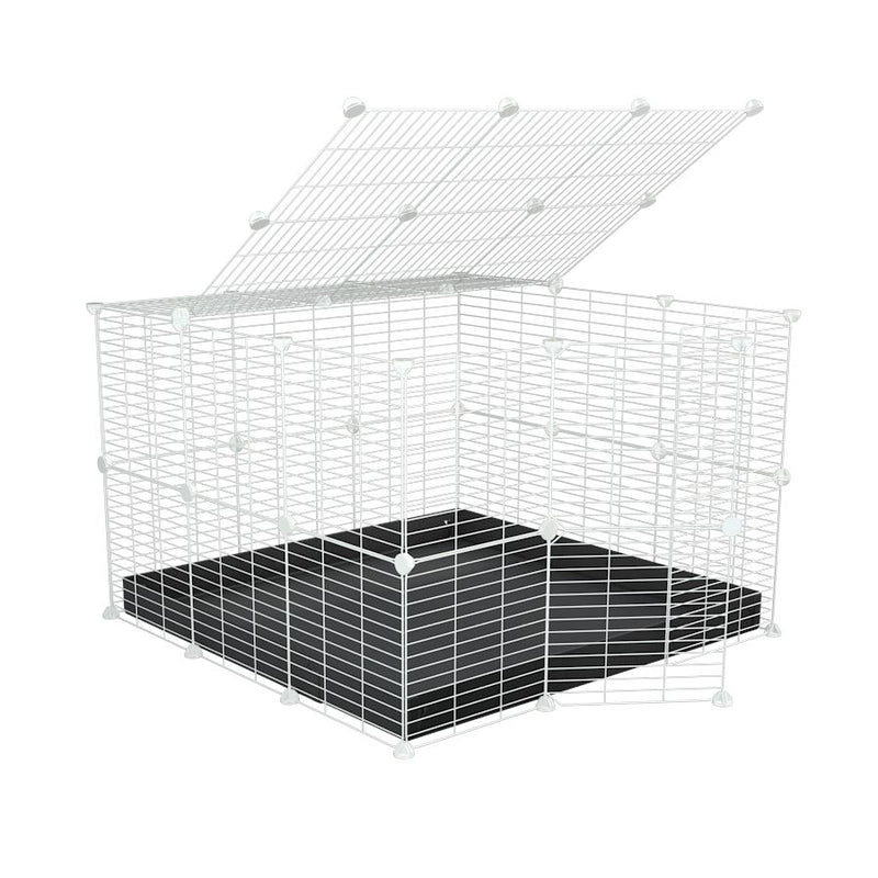 A 3x3 C&C rabbit cage with a top and safe small meshing baby bars white CC grids and black coroplast by kavee UK