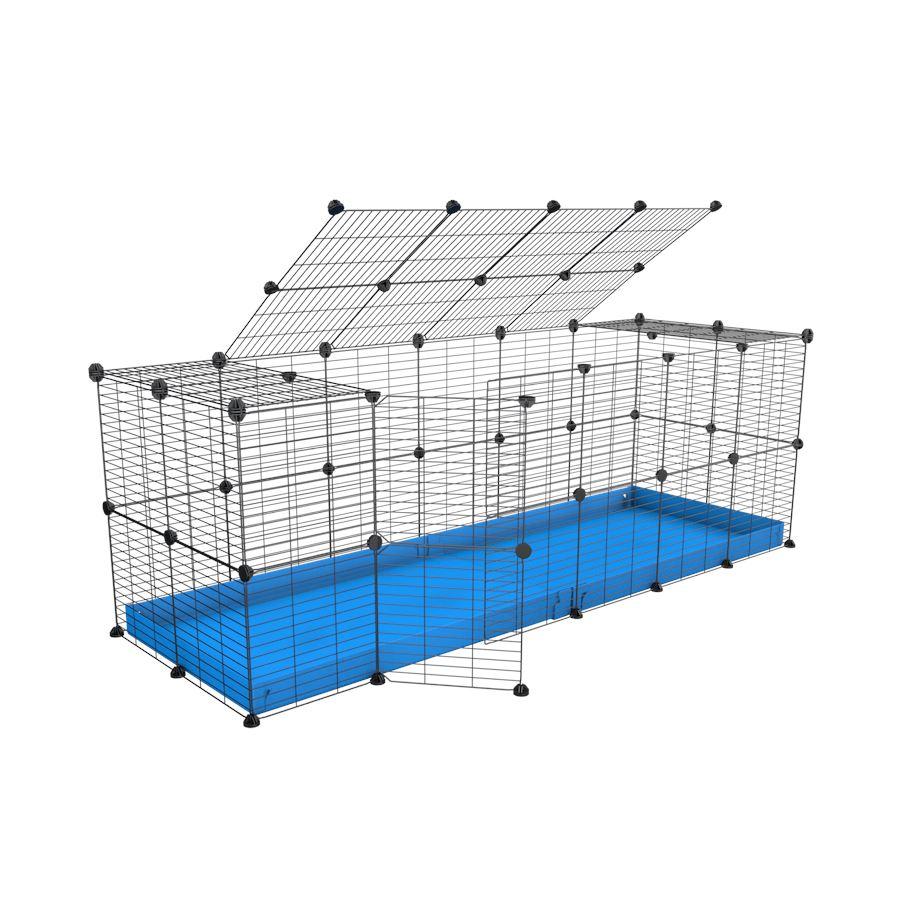 A 6x2 C and C rabbit cage with lid and safe baby grids blue coroplast by kavee UK