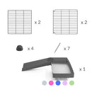 Composition of A kit containing a blue coroplast ramp and 2x1 loft and small size safe C&C grids by kavee uk