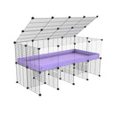 a 4x2 C&C cage with clear transparent perspex acrylic windows  for guinea pigs with a stand and a top purple lilac pastel plastic safe grids by kavee