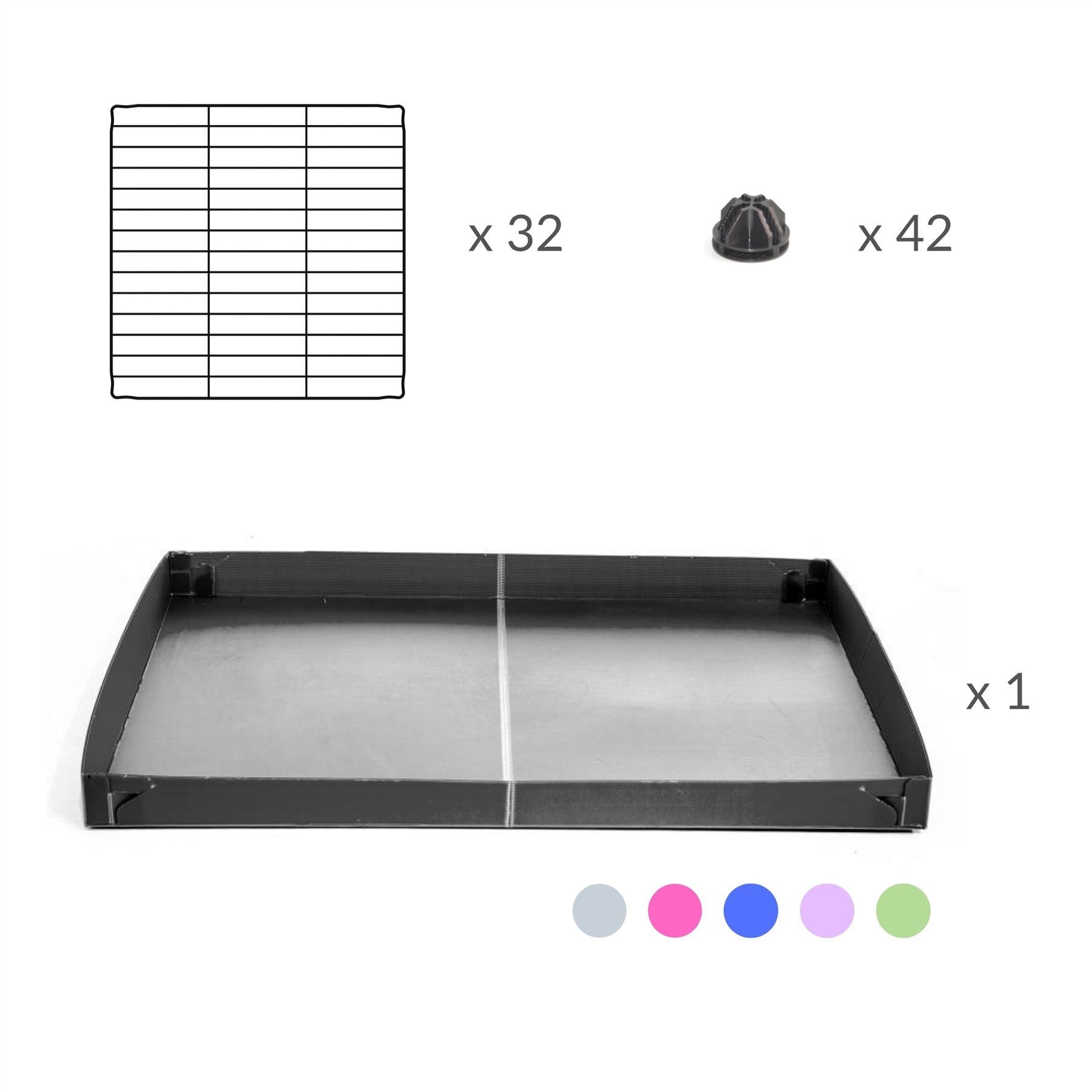 Material for a 4x2 CC cage for guinea pigs with a stand green pastel pistachio correx and 9x9 grids sold in Uk by kavee