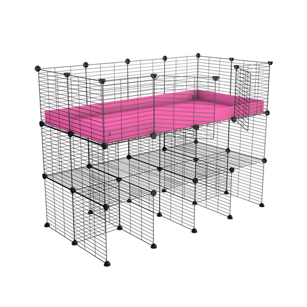 a tall 4x2 C&C guinea pigs cage with a double stand pink coroplast and safe baby bars grids sold in UK by kavee