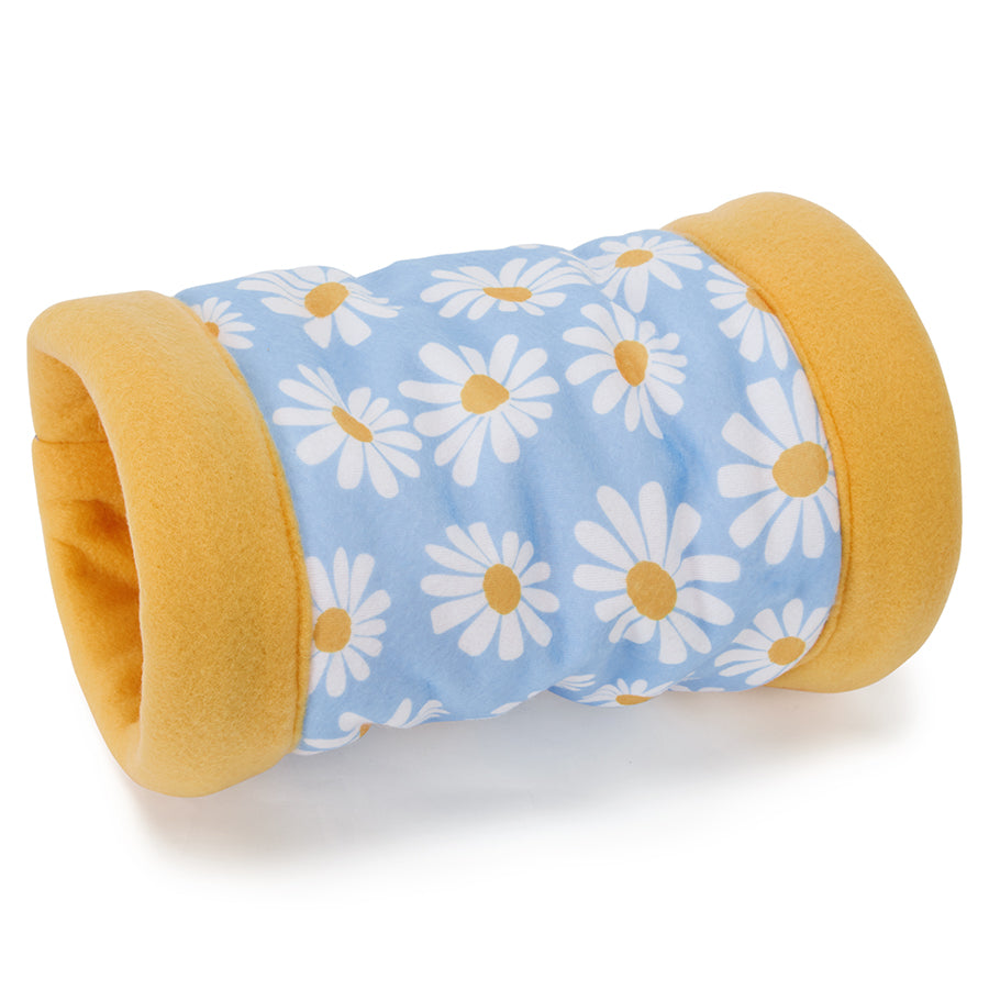 a guinea pig tunnel made of daisy fleece by kavee