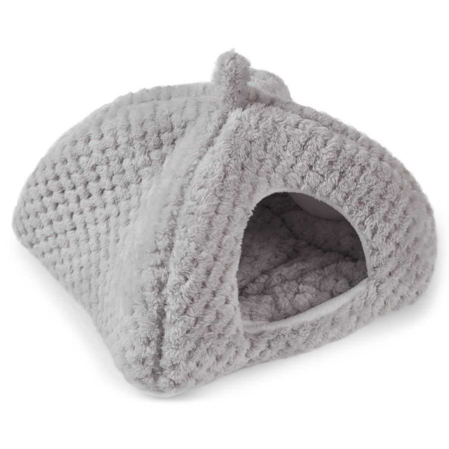 a guinea pig hidey house made of grey fleece by kavee
