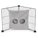 a guinea pig haybag hung on C&C cage made of grey fleece by  kavee
