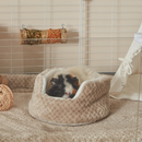 Kavee c and c cages taupe fleece with tri colour guinea pig inside of kavee cuddle cup