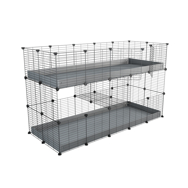 A double 5x2 c&c cage for guinea pigs with two levels grey correx coroplast by brand kavee in the uk