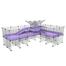 A 8x2 L-shape C&C cage with divider and stand loft ramp for guinea pig fighting or quarantine with lilac coroplast from brand kavee