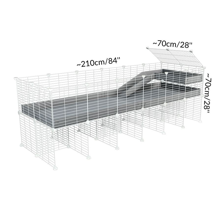 Dimensions of A 2x6 C and C guinea pig cage with stand loft ramp lid small size meshing safe white grids grey correx sold in UK