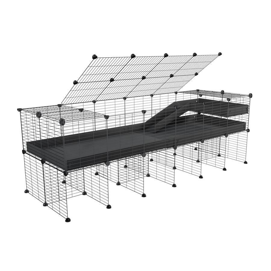 A 2x6 C and C guinea pig cage with stand loft ramp lid small size meshing safe grids black correx sold in UK