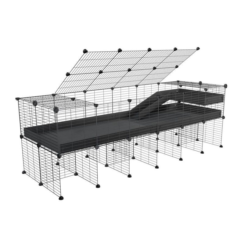 A 2x6 C and C guinea pig cage with stand loft ramp lid small size meshing safe grids black correx sold in UK
