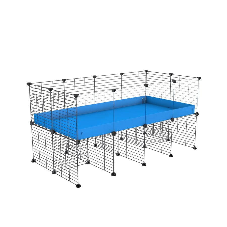 a 4x2 CC cage with clear transparent plexiglass acrylic panels  for guinea pigs with a stand blue correx and grids sold in UK by kavee