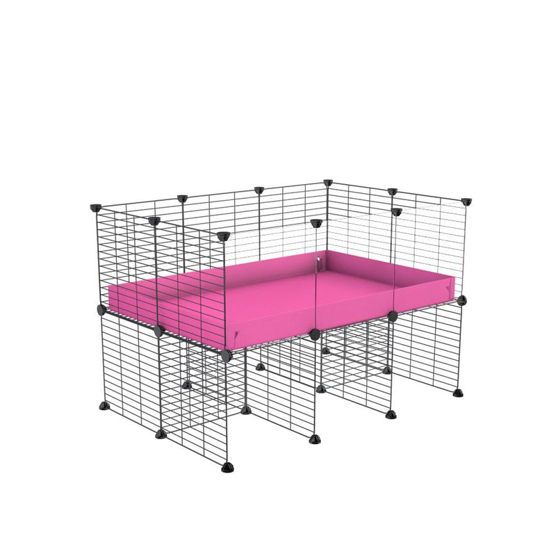 a 3x2 CC cage with clear transparent plexiglass acrylic panels  for guinea pigs with a stand pink correx and grids sold in UK by kavee