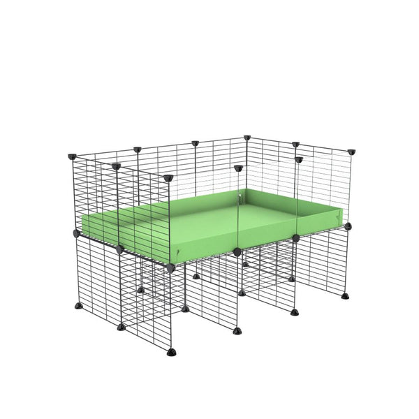 a 3x2 CC cage with clear transparent plexiglass acrylic panels  for guinea pigs with a stand green pastel pistachio correx and grids sold in UK by kavee