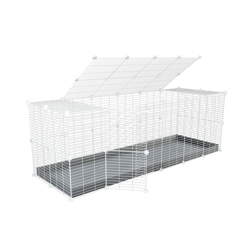 A 6x2 C and C rabbit cage with a top and safe small size baby proof white C and C grids and grey coroplast by kavee UK