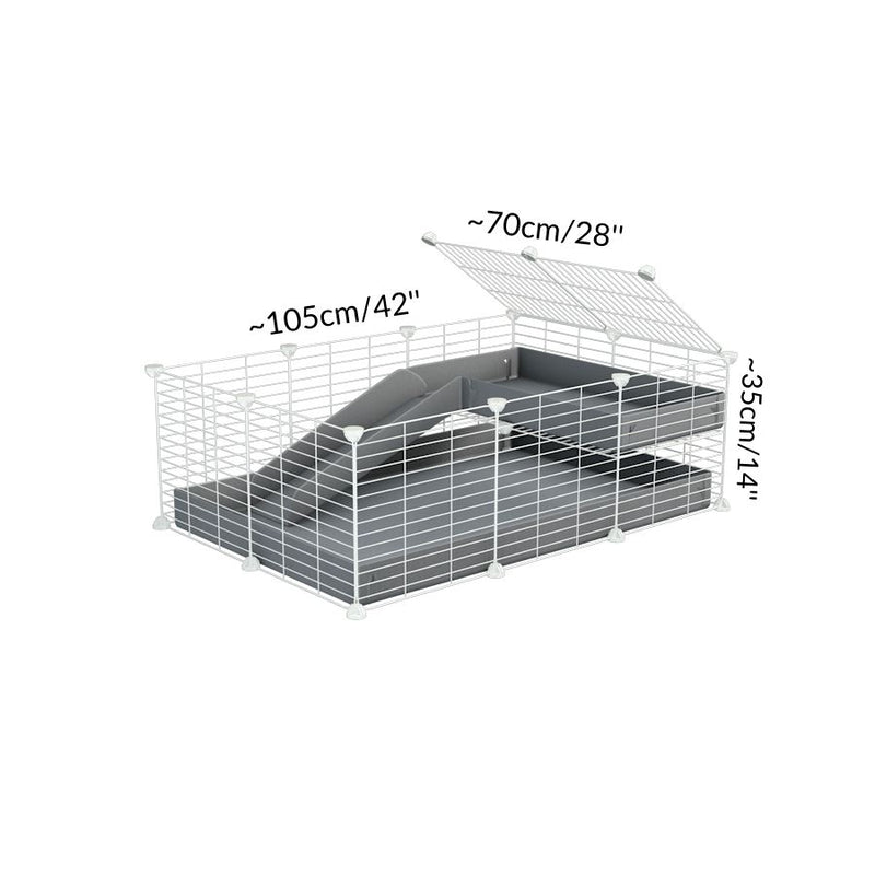 Dimensions of a 2x3 C and C guinea pig cage with loft ramp lid small hole size white CC grids grey coroplast kavee