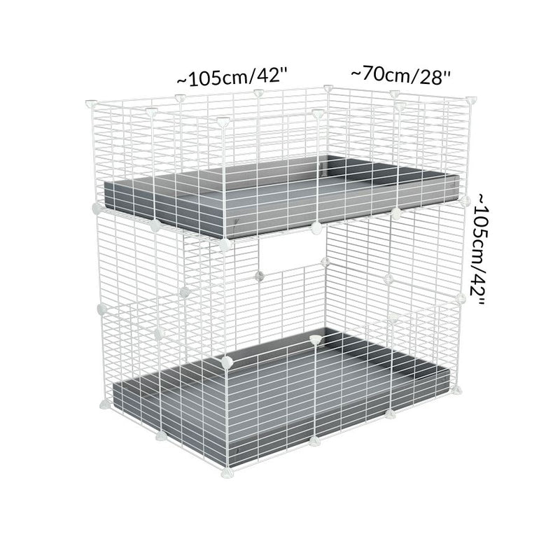 Size of A two tier 3x2 c&c cage for guinea pigs with two levels blue correx baby safe white C&C grids by brand kavee in the uk