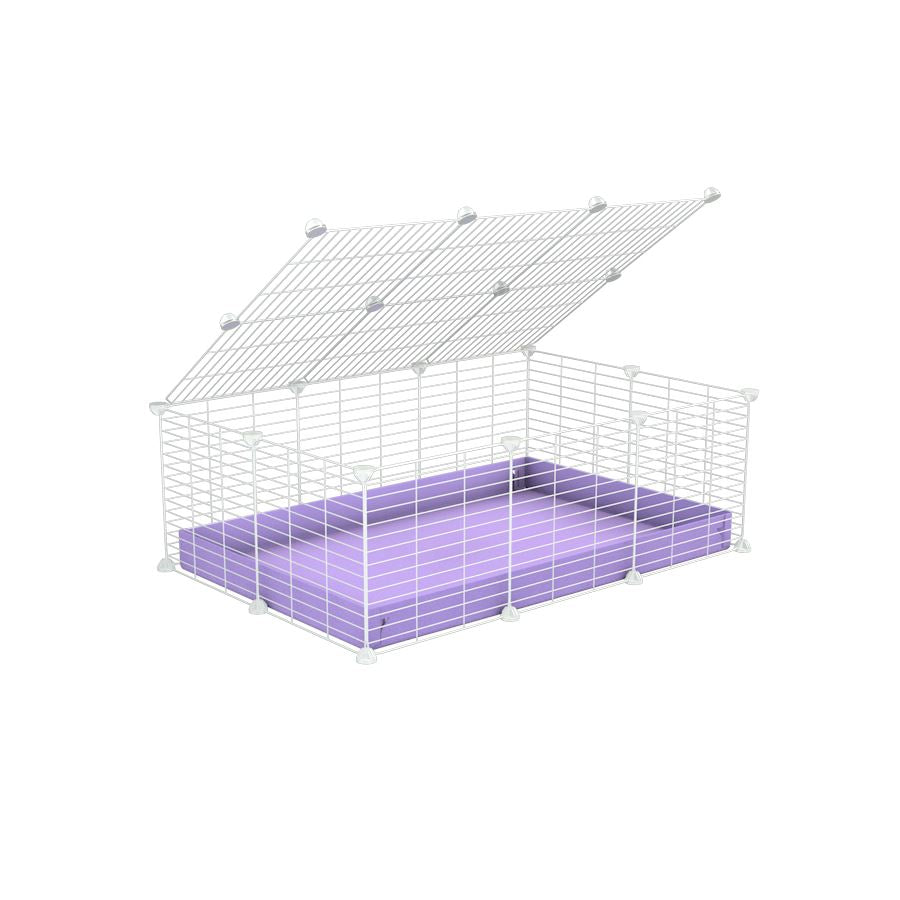 A 2x3 C and C cage for guinea pigs with purple lilac pastel coroplast a lid and small hole white CC grids from brand kavee