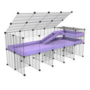 A 2x5 C and C guinea pig cage with clear transparent plexiglass acrylic panels  with stand loft ramp lid small size meshing safe grids purple lilac pastel correx sold in UK