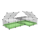 A 6x2 L-shape C&C cage with lid divider for guinea pig fighting or quarantine with green coroplast from brand kavee