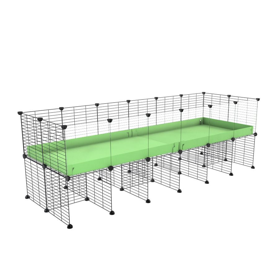 a 6x2 CC cage with clear transparent plexiglass acrylic panels  for guinea pigs with a stand green pastel pistachio correx and grids sold in UK by kavee