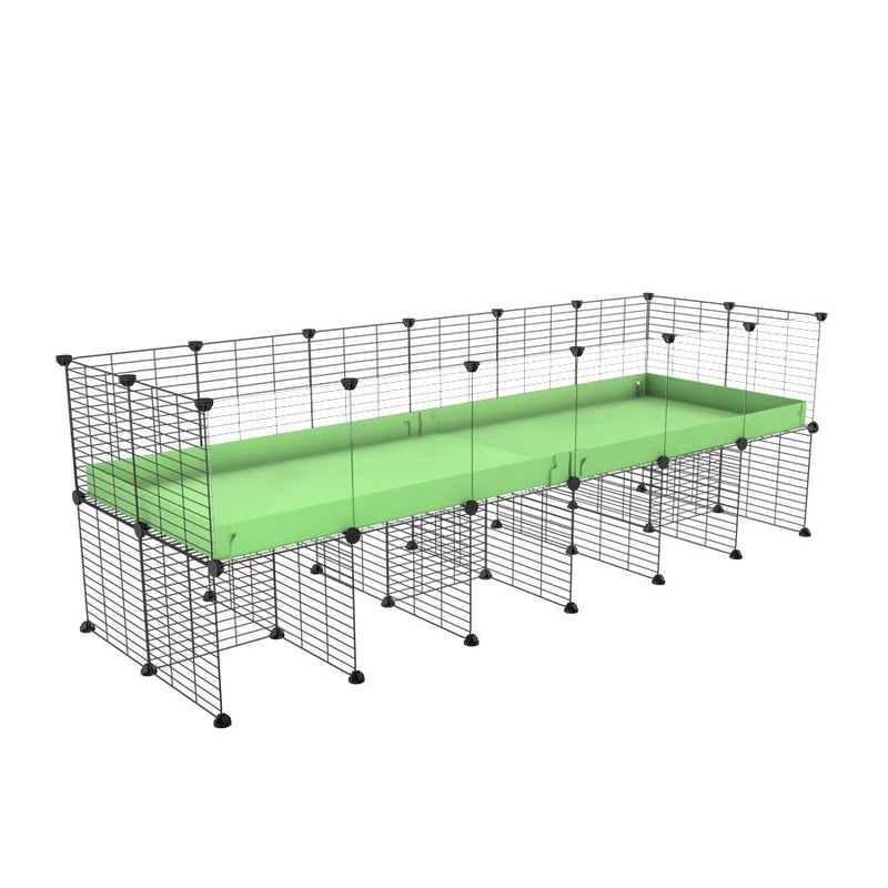 a 6x2 CC cage with clear transparent plexiglass acrylic panels  for guinea pigs with a stand green pastel pistachio correx and grids sold in UK by kavee