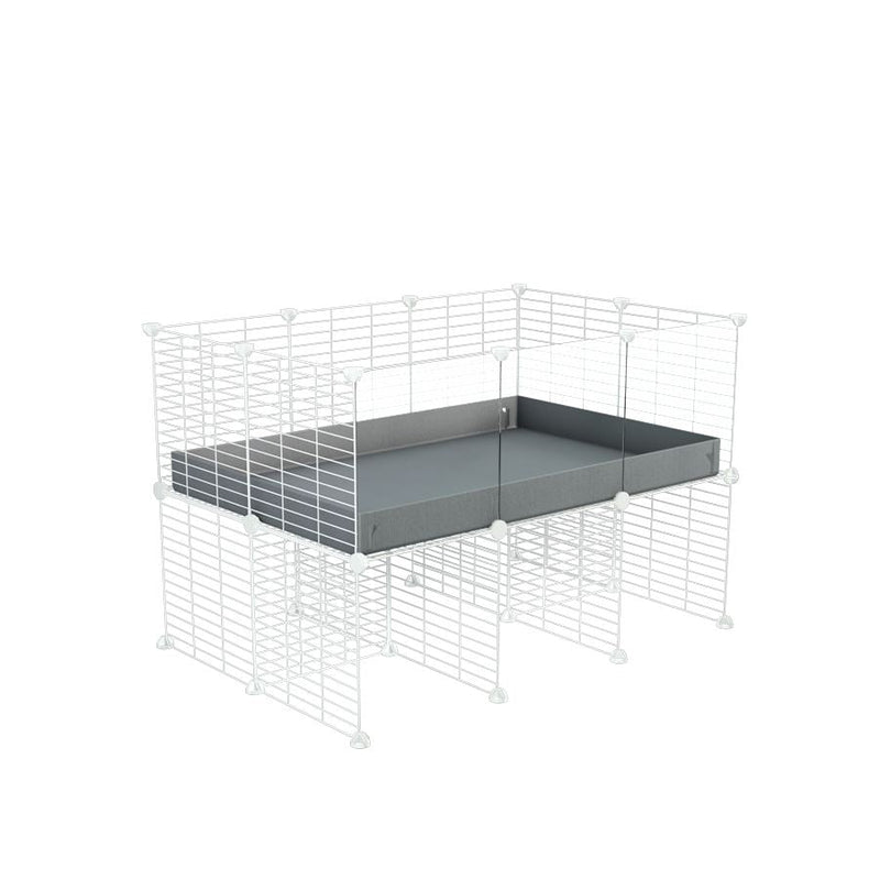 a 3x2 CC cage with clear transparent plexiglass acrylic panels  for guinea pigs with a stand grey correx and white C and C grids sold in UK by kavee