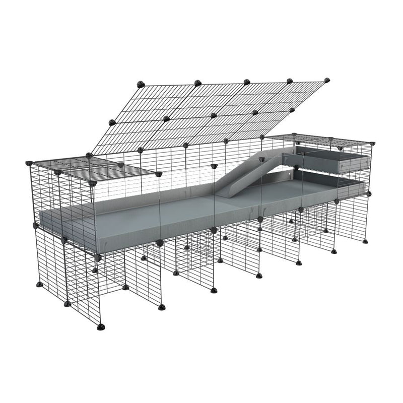 a 2x6 C and C guinea pig cage with clear transparent plexiglass acrylic panels  with stand loft ramp lid small size meshing safe grids grey correx sold in UK