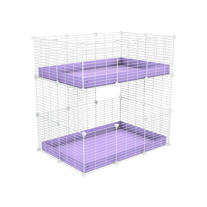 A two tier 3x2 c&c cage for guinea pigs with two levels purple correx baby safe white grids by brand kavee in the uk