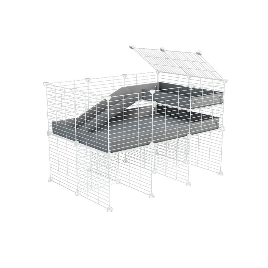 a 3x2 CC guinea pig cage with stand loft ramp small mesh white C&C grids grey corroplast by brand kavee