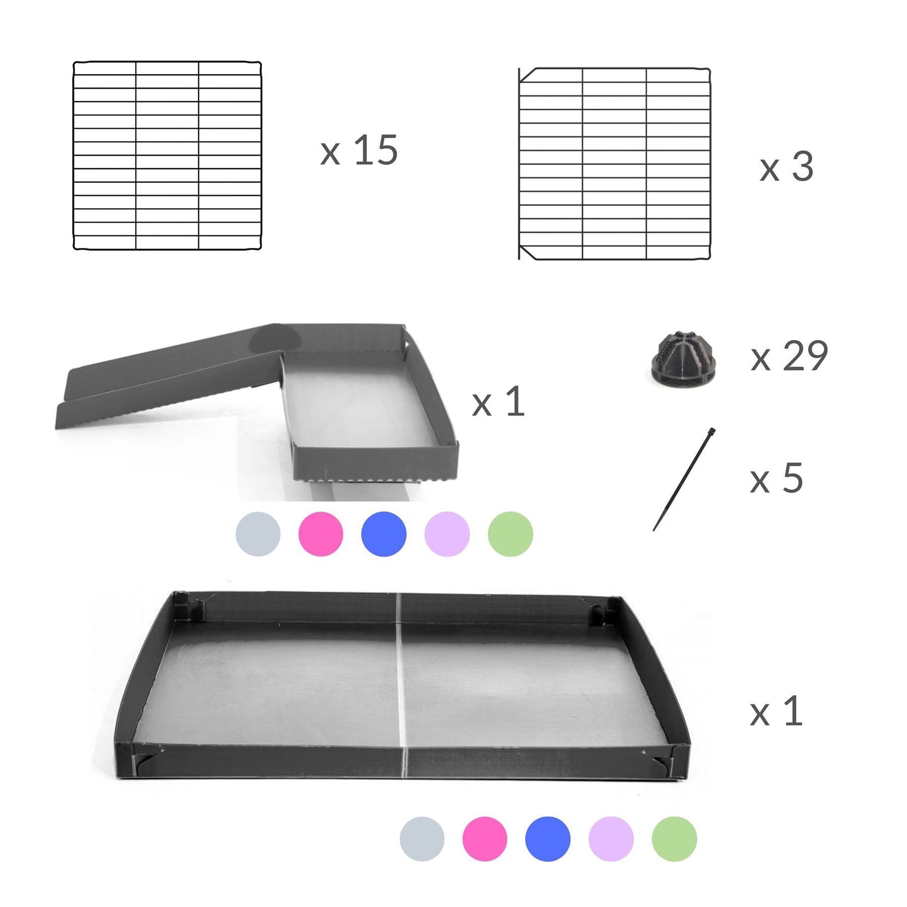 Material for a 2x3 C and C guinea pig cage with loft ramp lid small hole size grids purple lilac pastel coroplast kavee