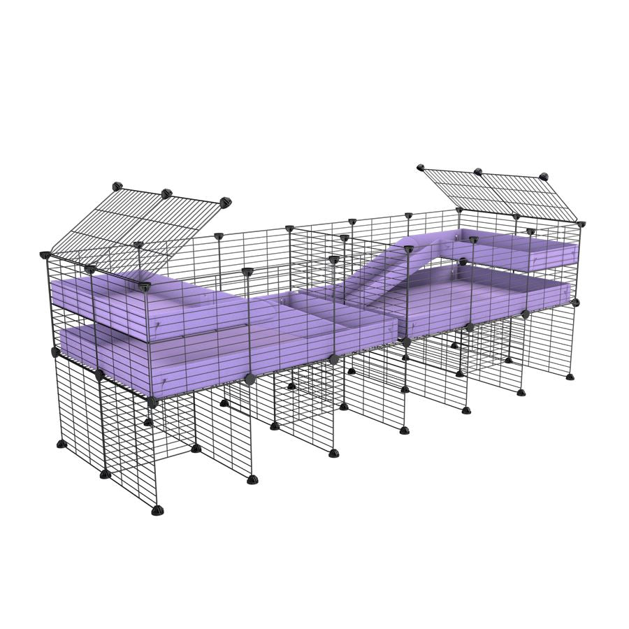 A 6x2 C&C cage with divider and stand loft ramp for guinea pig fighting or quarantine with lilac coroplast from brand kavee