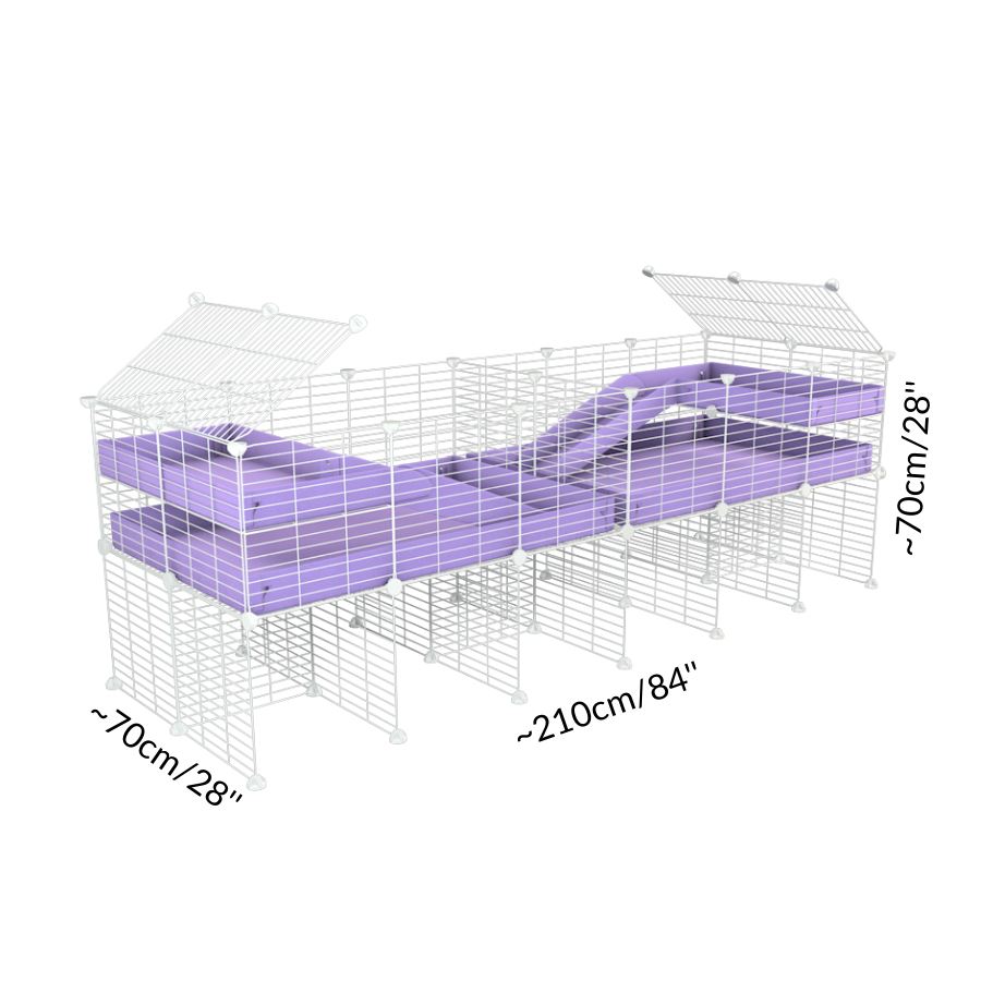 Size and dimension of a 6x2 white C&C cage with divider stand loft ramp for guinea pigs fighting or quarantine from brand kavee