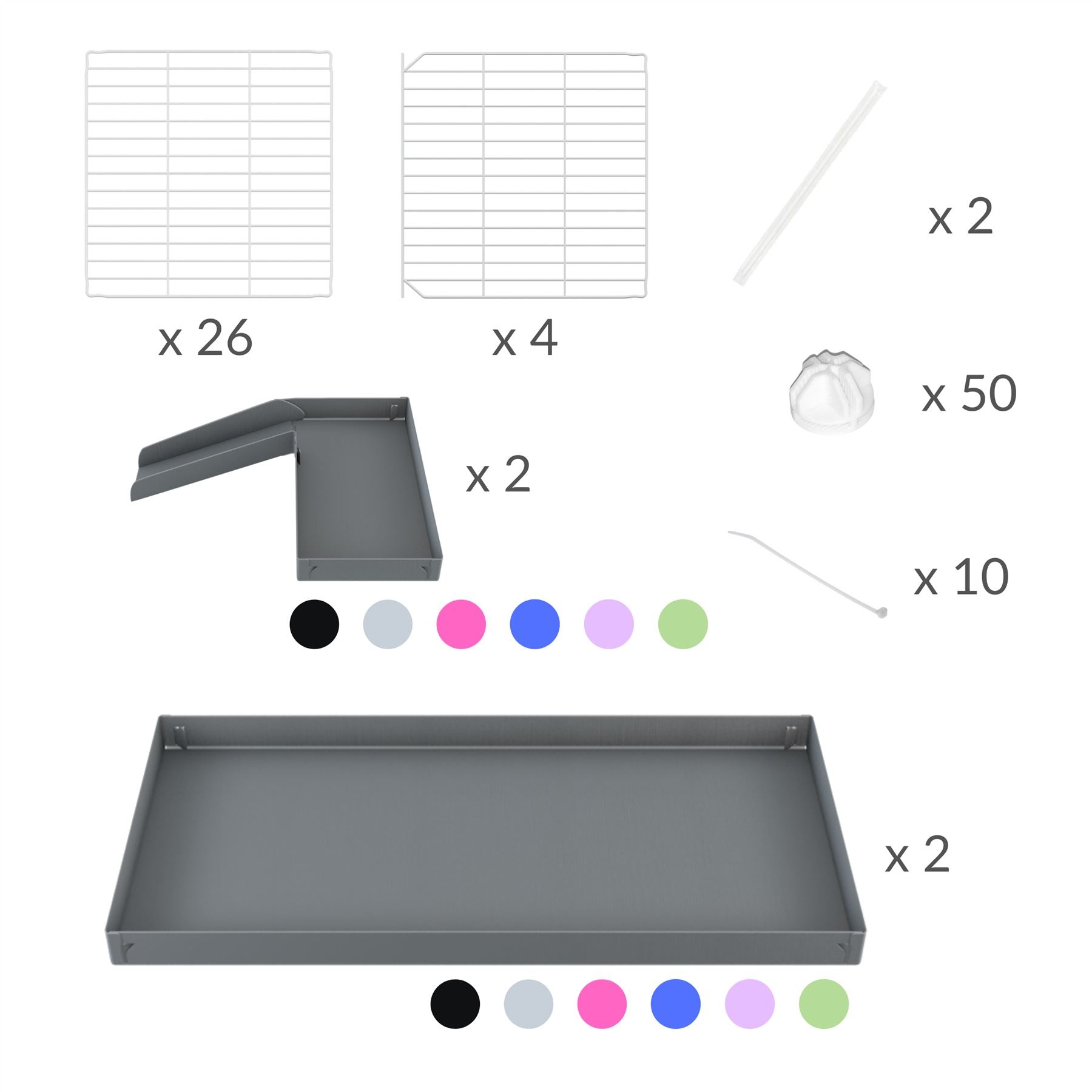 Material for A 8x2 L-shape white C&C cage with loft ramp divider for guinea pig fighting or quarantine from brand kavee