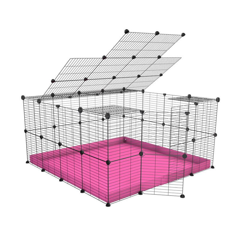 A 4x4 C&C rabbit cage with top and safe small hole grids pink coroplast by kavee UK