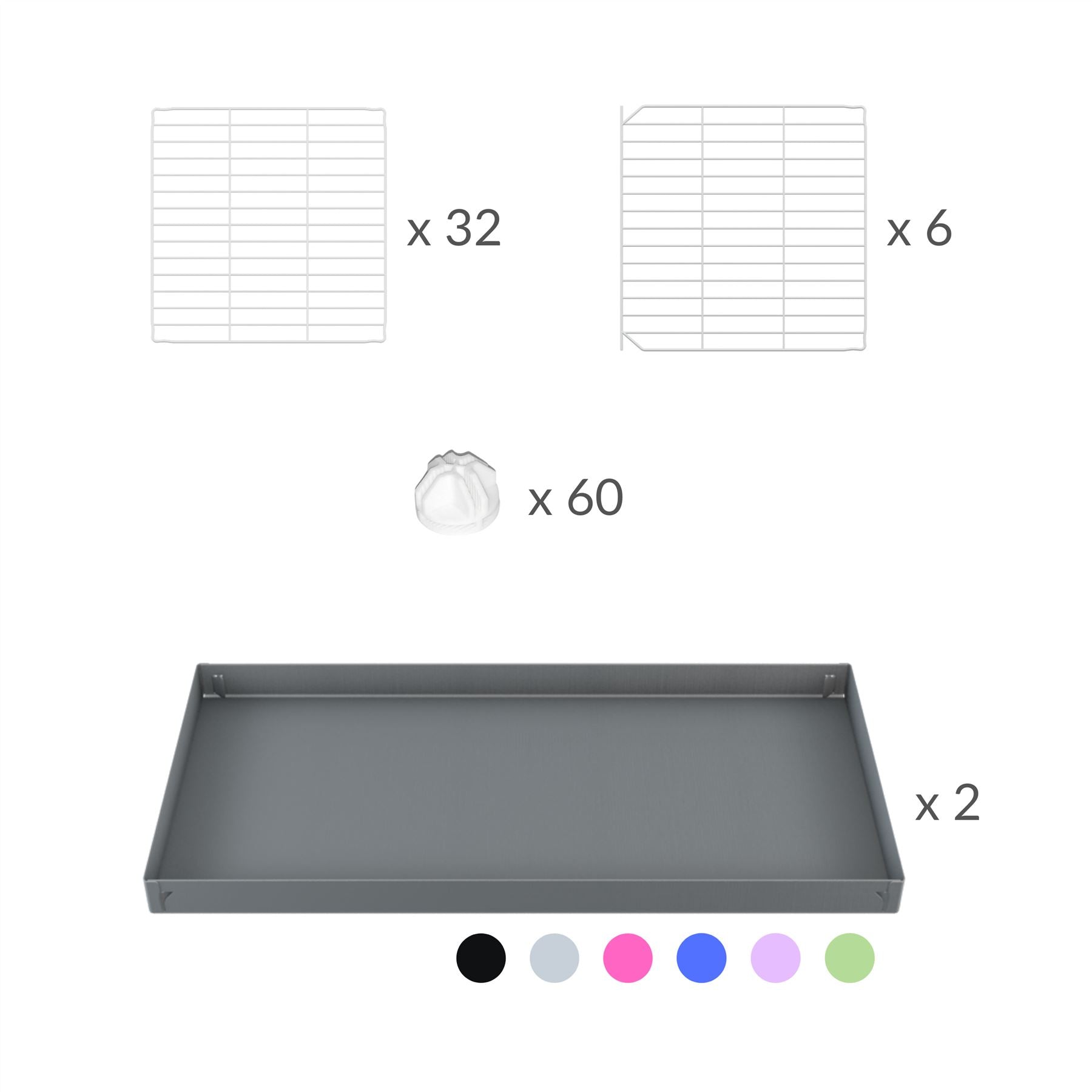 Material for A 2x8 L-shape white C and C cage with lid divider for guinea pigs fighting or quarantine from brand kavee