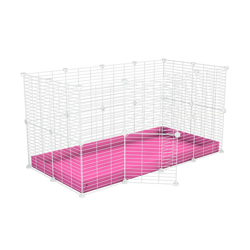 A 4x2 C&C rabbit cage with safe small hole white CC grids pink coroplast by kavee UK
