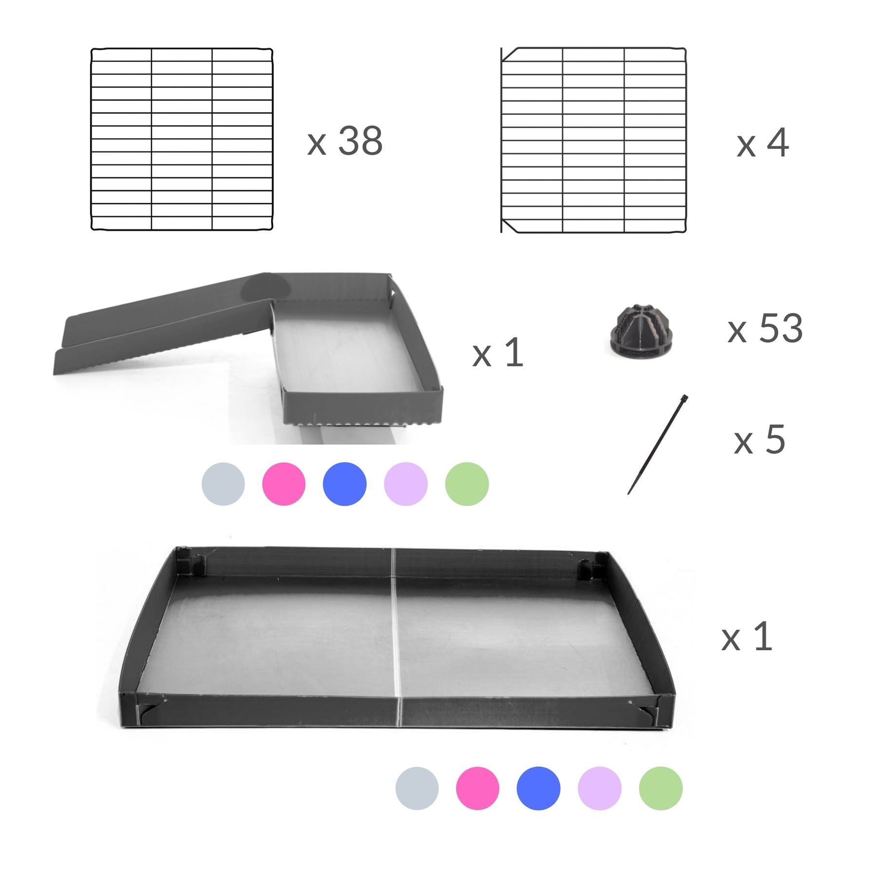 Material for A 2x4 C and C guinea pig cage with stand loft ramp lid small size meshing safe grids purple lilac pastel correx sold in UK