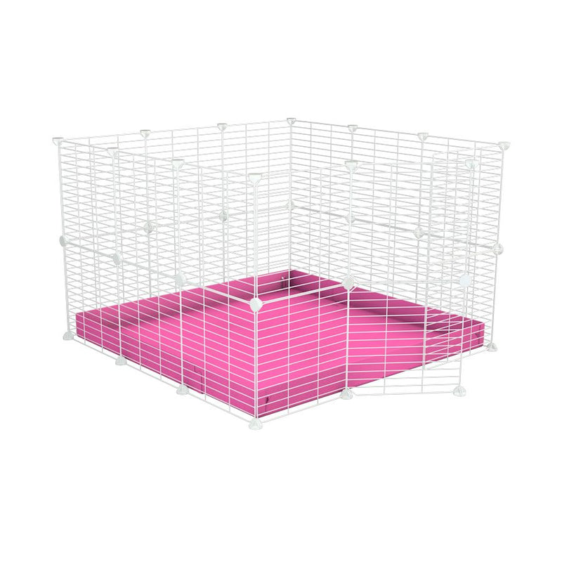 A 3x3 C and C rabbit cage with safe baby proof white C and C grids pink coroplast by kavee UK