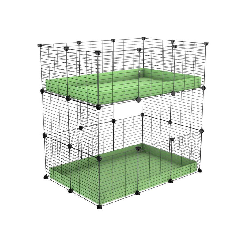 A two tier 3x2 c&c cage for guinea pigs with two levels green pastel correx baby safe grids by brand kavee in the uk