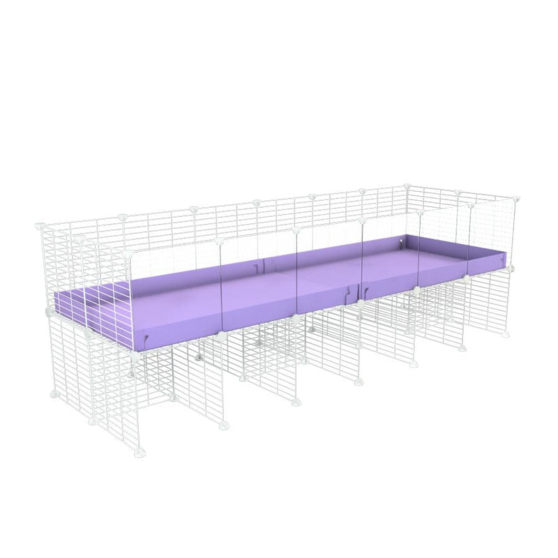 a 6x2 CC cage with clear transparent plexiglass acrylic panels  for guinea pigs with a stand purple lilac pastel correx and white grids sold in UK by kavee