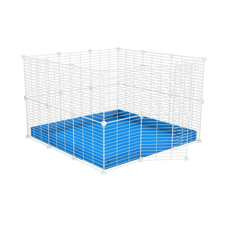 A 3x3 C and C rabbit cage with safe baby proof white grids blue coroplast by kavee UK