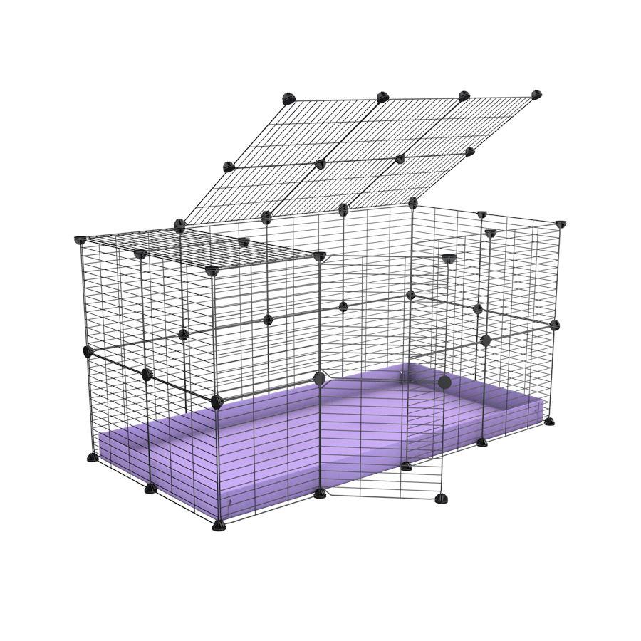 A 4x2 C&C rabbit cage with top and safe baby bars grids purple coroplast by kavee UK