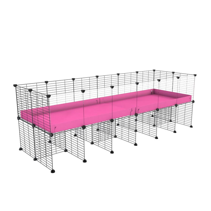 a 6x2 CC cage with clear transparent plexiglass acrylic panels  for guinea pigs with a stand pink correx and grids sold in UK by kavee
